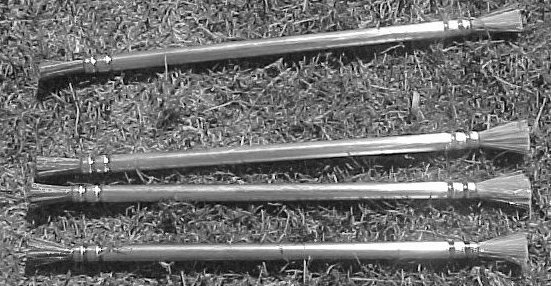 four brushes on grass